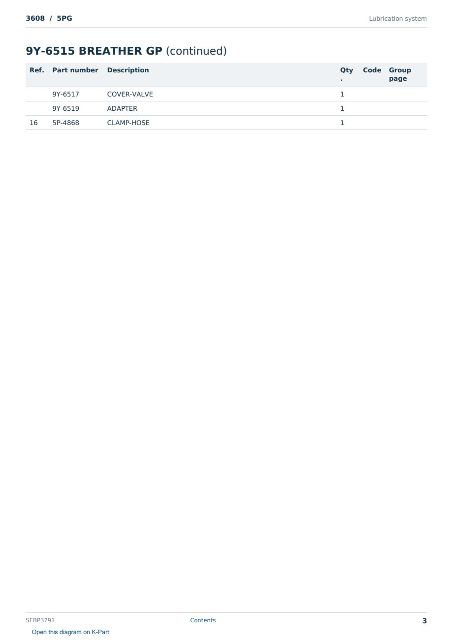 Caterpillar 3608 S/N 5PG Partsbook SEBP3791 (English) - sample page 3 of 10 Caterpillar 3608 S/N 5PG Partsbook SEBP3791 (English) - sample page 3 of 10