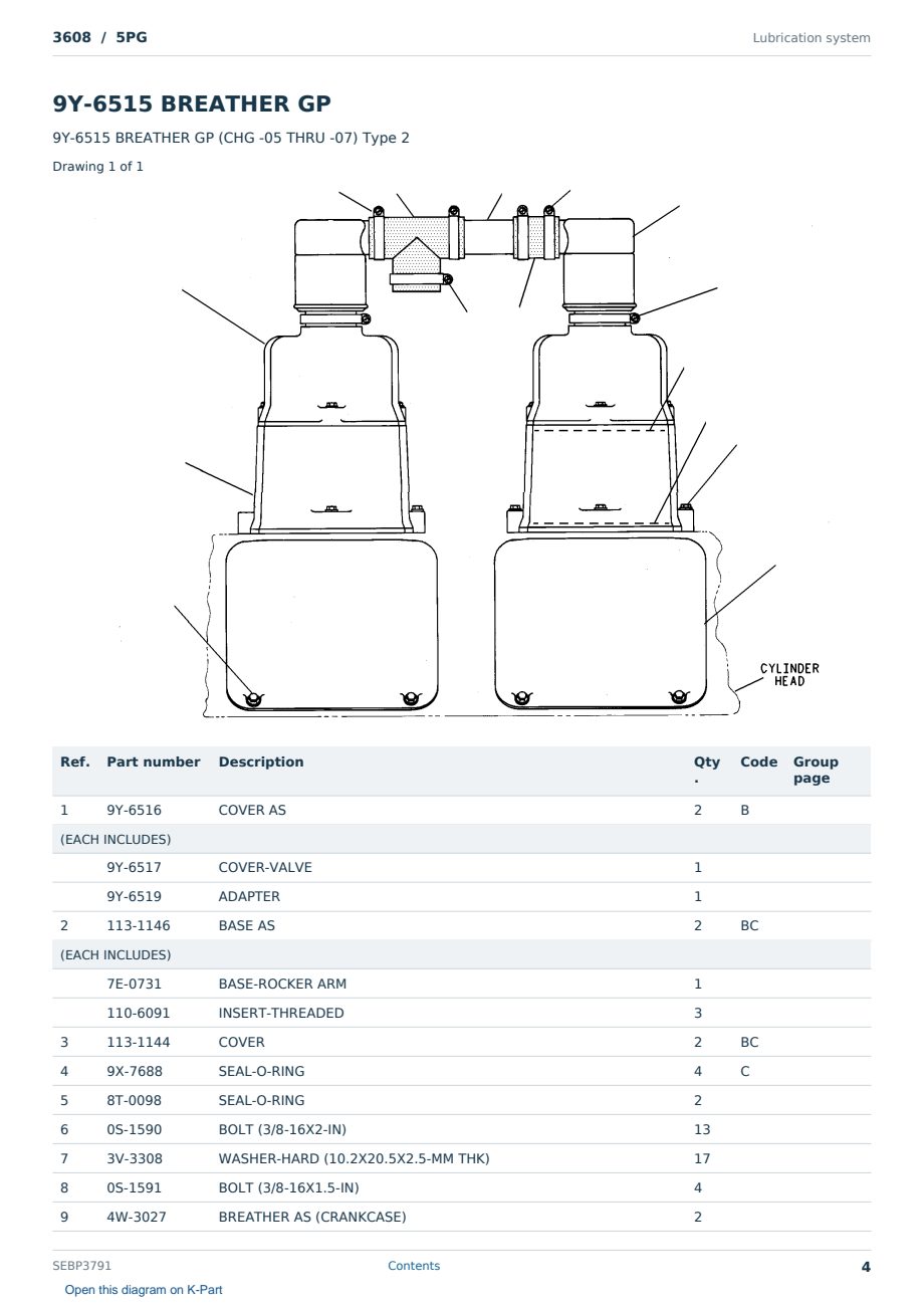 Caterpillar 3608 S/N 5PG Partsbook SEBP3791 (English) - sample page 4 of 10 Caterpillar 3608 S/N 5PG Partsbook SEBP3791 (English) - sample page 4 of 10
