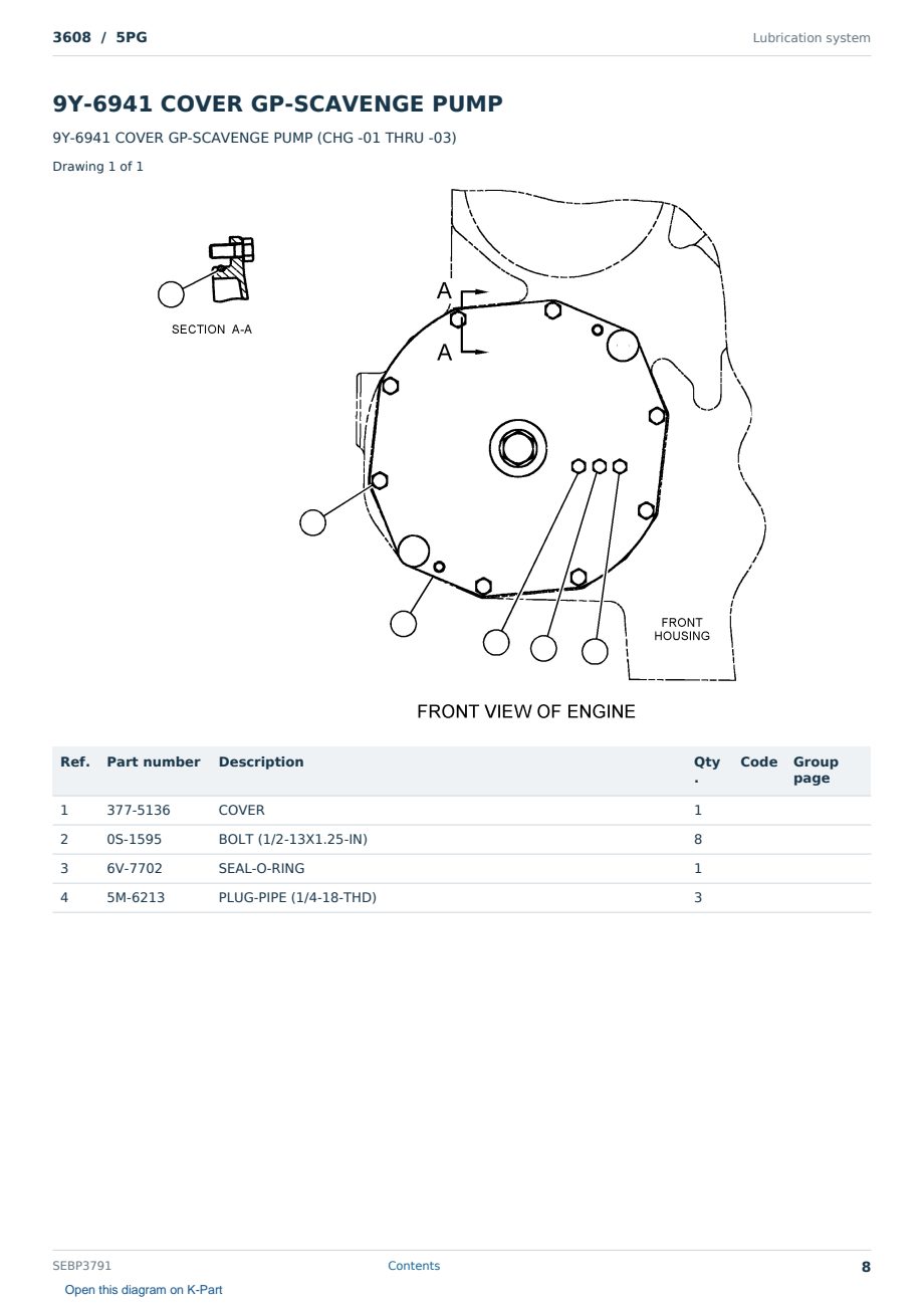 Caterpillar 3608 S/N 5PG Partsbook SEBP3791 (English) - sample page 8 of 10 Caterpillar 3608 S/N 5PG Partsbook SEBP3791 (English) - sample page 8 of 10