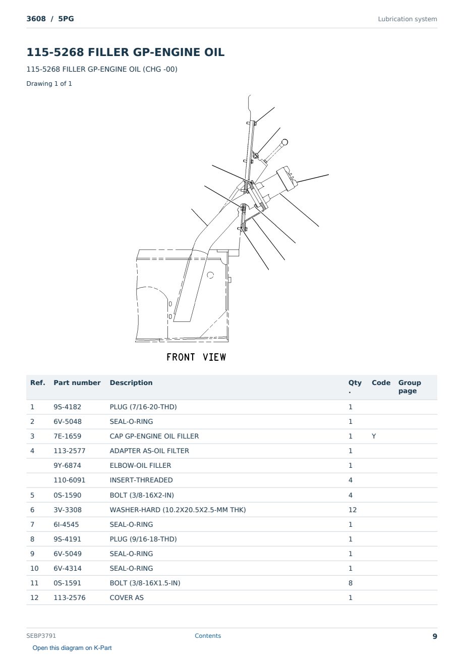Caterpillar 3608 S/N 5PG Partsbook SEBP3791 (English) - sample page 9 of 10 Caterpillar 3608 S/N 5PG Partsbook SEBP3791 (English) - sample page 9 of 10