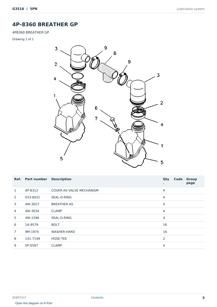 Caterpillar G3516 S/N 5PN Partsbook SEBP2337 (English) - sample page 3 of 10 Caterpillar G3516 S/N 5PN Partsbook SEBP2337 (English) - sample page 3 of 10