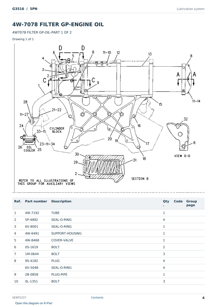 Caterpillar G3516 S/N 5PN Partsbook SEBP2337 (English) - sample page 4 of 10 Caterpillar G3516 S/N 5PN Partsbook SEBP2337 (English) - sample page 4 of 10