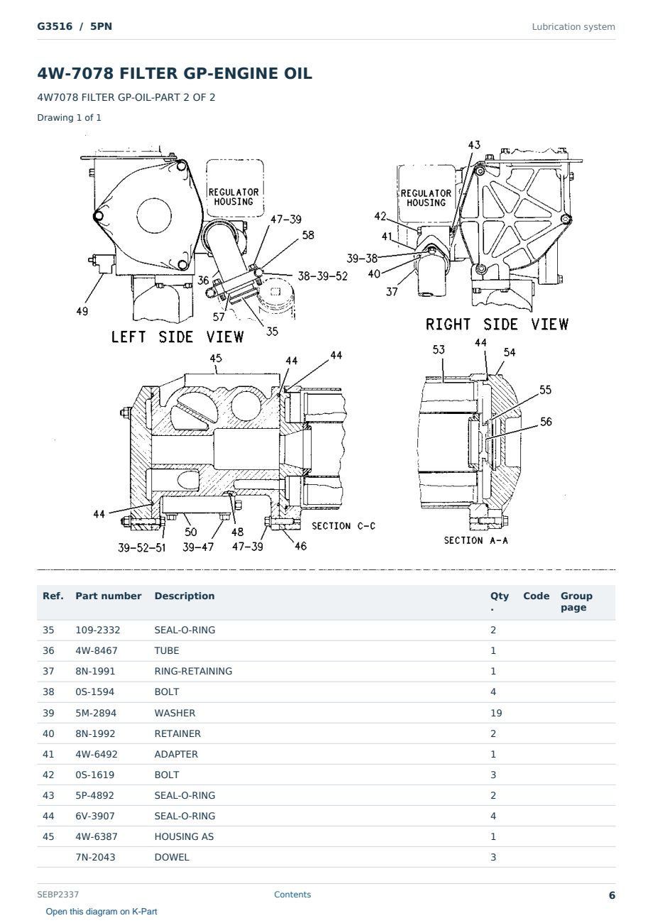 Caterpillar G3516 S/N 5PN Partsbook SEBP2337 (English) - sample page 6 of 10 Caterpillar G3516 S/N 5PN Partsbook SEBP2337 (English) - sample page 6 of 10