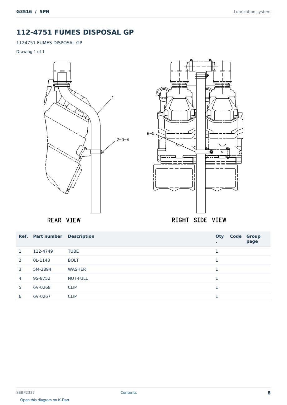 Caterpillar G3516 S/N 5PN Partsbook SEBP2337 (English) - sample page 8 of 10 Caterpillar G3516 S/N 5PN Partsbook SEBP2337 (English) - sample page 8 of 10