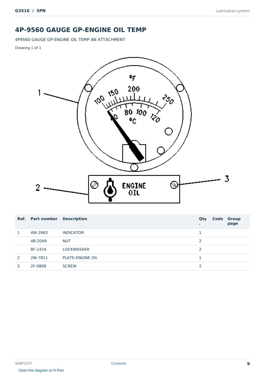 Caterpillar G3516 S/N 5PN Partsbook SEBP2337 (English) - sample page 9 of 10 Caterpillar G3516 S/N 5PN Partsbook SEBP2337 (English) - sample page 9 of 10