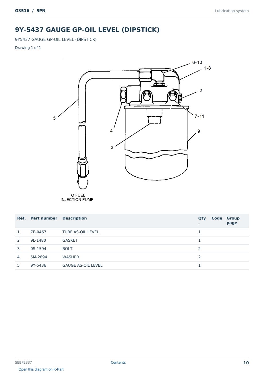 Caterpillar G3516 S/N 5PN Partsbook SEBP2337 (English) - sample page 10 of 10 Caterpillar G3516 S/N 5PN Partsbook SEBP2337 (English) - sample page 10 of 10