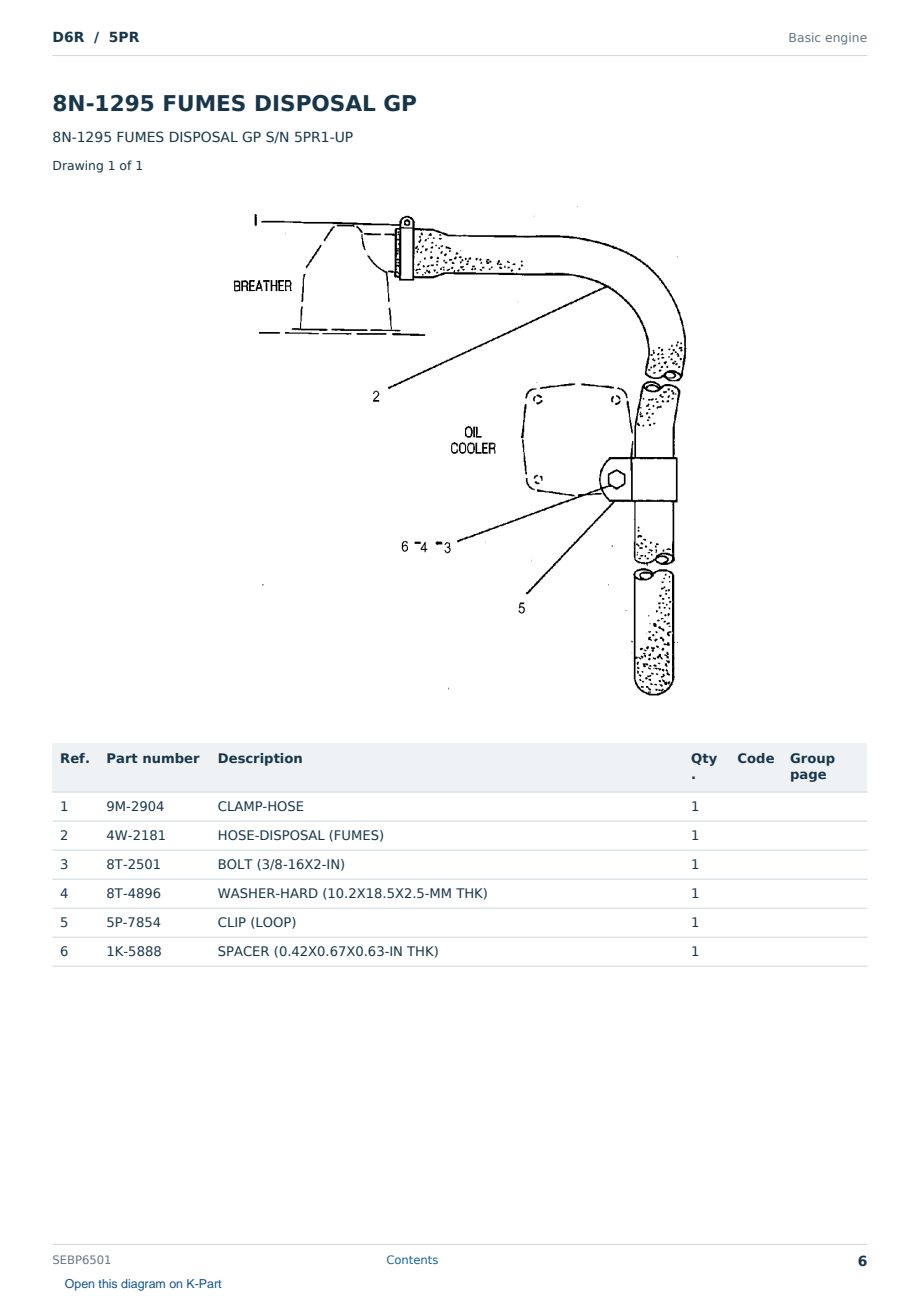 Caterpillar D6R S/N 5PR Partsbook SEBP6501 (English) - sample page 6 of 10 Caterpillar D6R S/N 5PR Partsbook SEBP6501 (English) - sample page 6 of 10