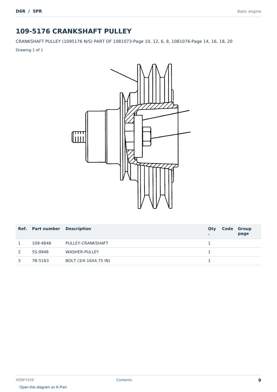 Caterpillar D6R S/N 5PR Partsbook XEBP7439 (English) - sample page 9 of 10 Caterpillar D6R S/N 5PR Partsbook XEBP7439 (English) - sample page 9 of 10
