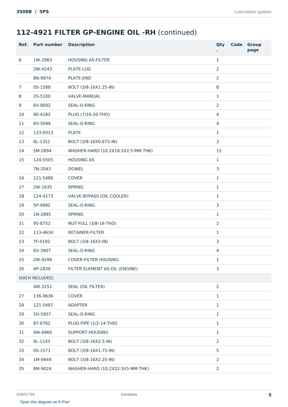 Caterpillar 3508B S/N 5PS Partsbook SEBP2795 (English) - sample page 5 of 10 Caterpillar 3508B S/N 5PS Partsbook SEBP2795 (English) - sample page 5 of 10