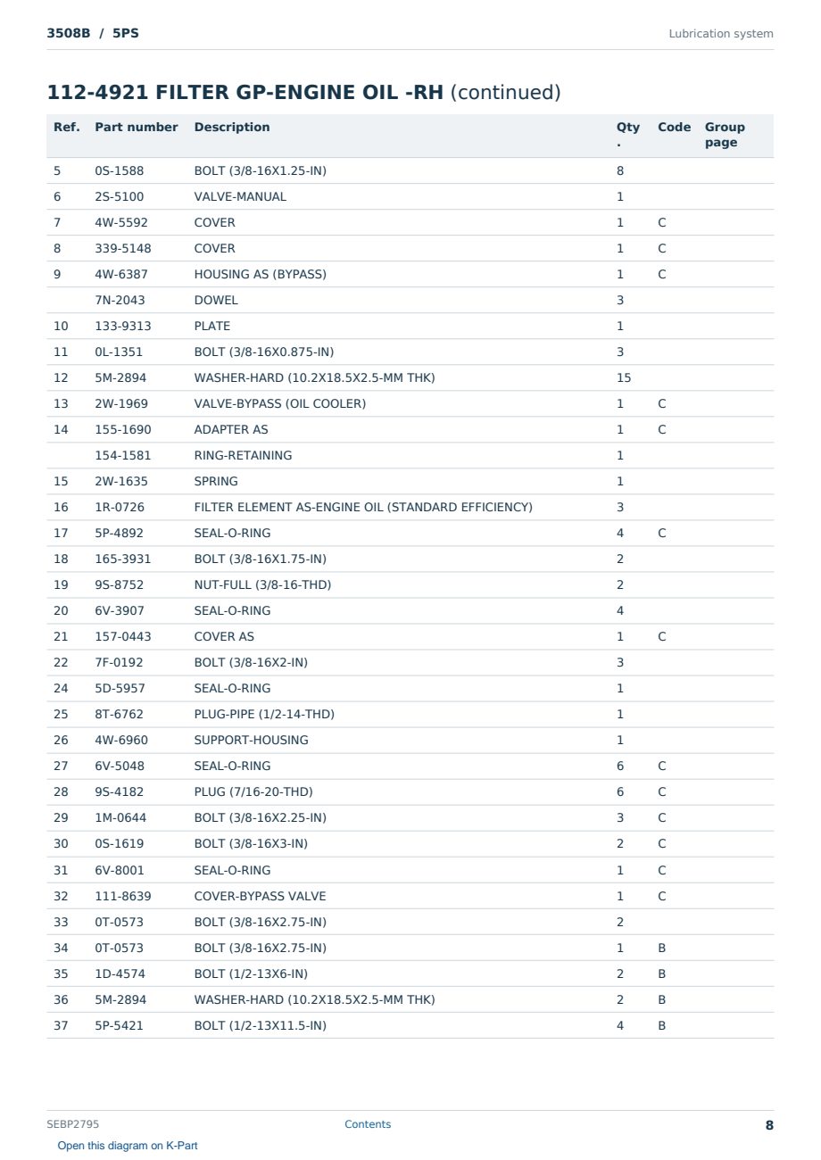 Caterpillar 3508B S/N 5PS Partsbook SEBP2795 (English) - sample page 8 of 10 Caterpillar 3508B S/N 5PS Partsbook SEBP2795 (English) - sample page 8 of 10