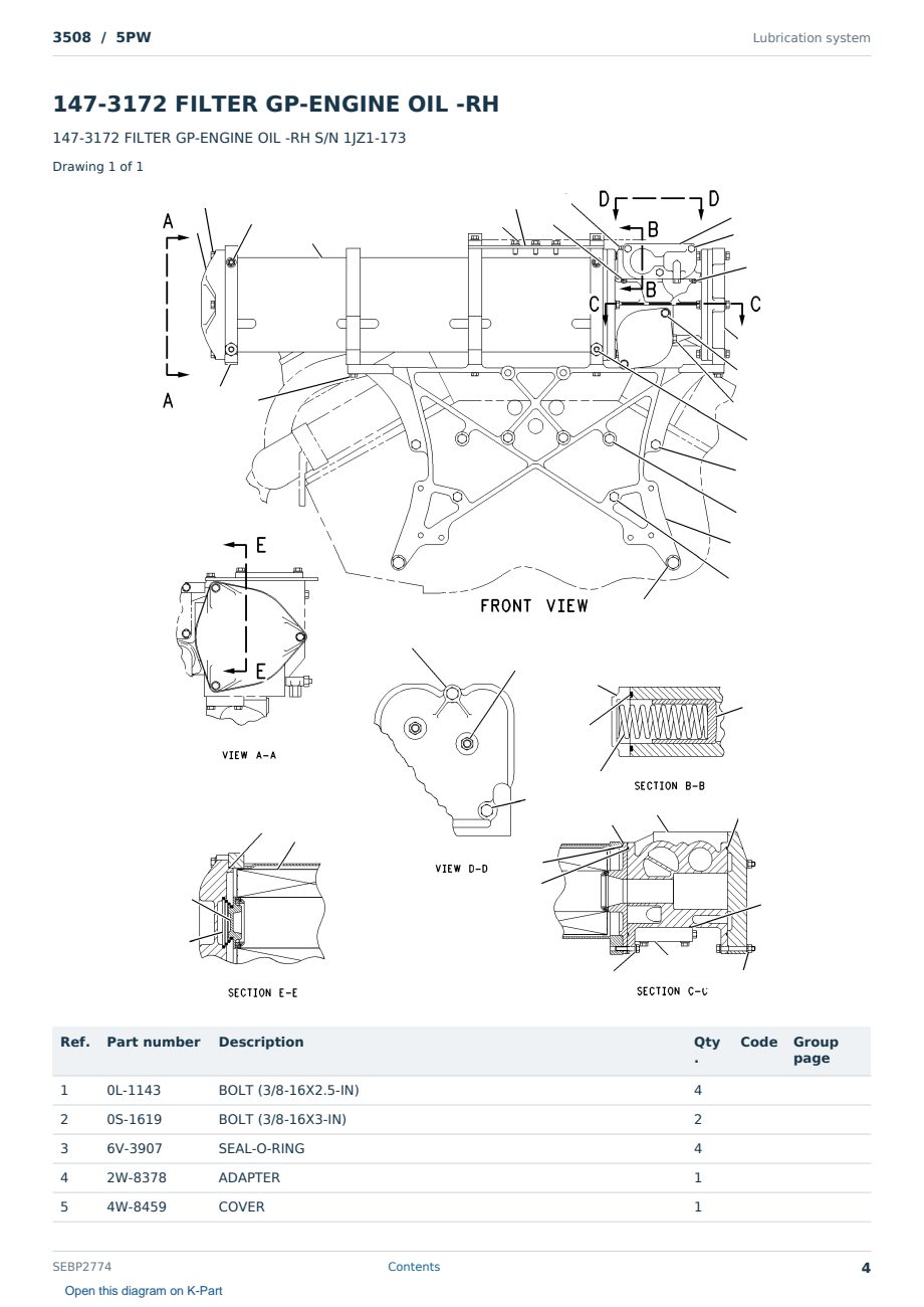 Caterpillar 3508 S/N 5PW Partsbook SEBP2774 (English) - sample page 4 of 10 Caterpillar 3508 S/N 5PW Partsbook SEBP2774 (English) - sample page 4 of 10