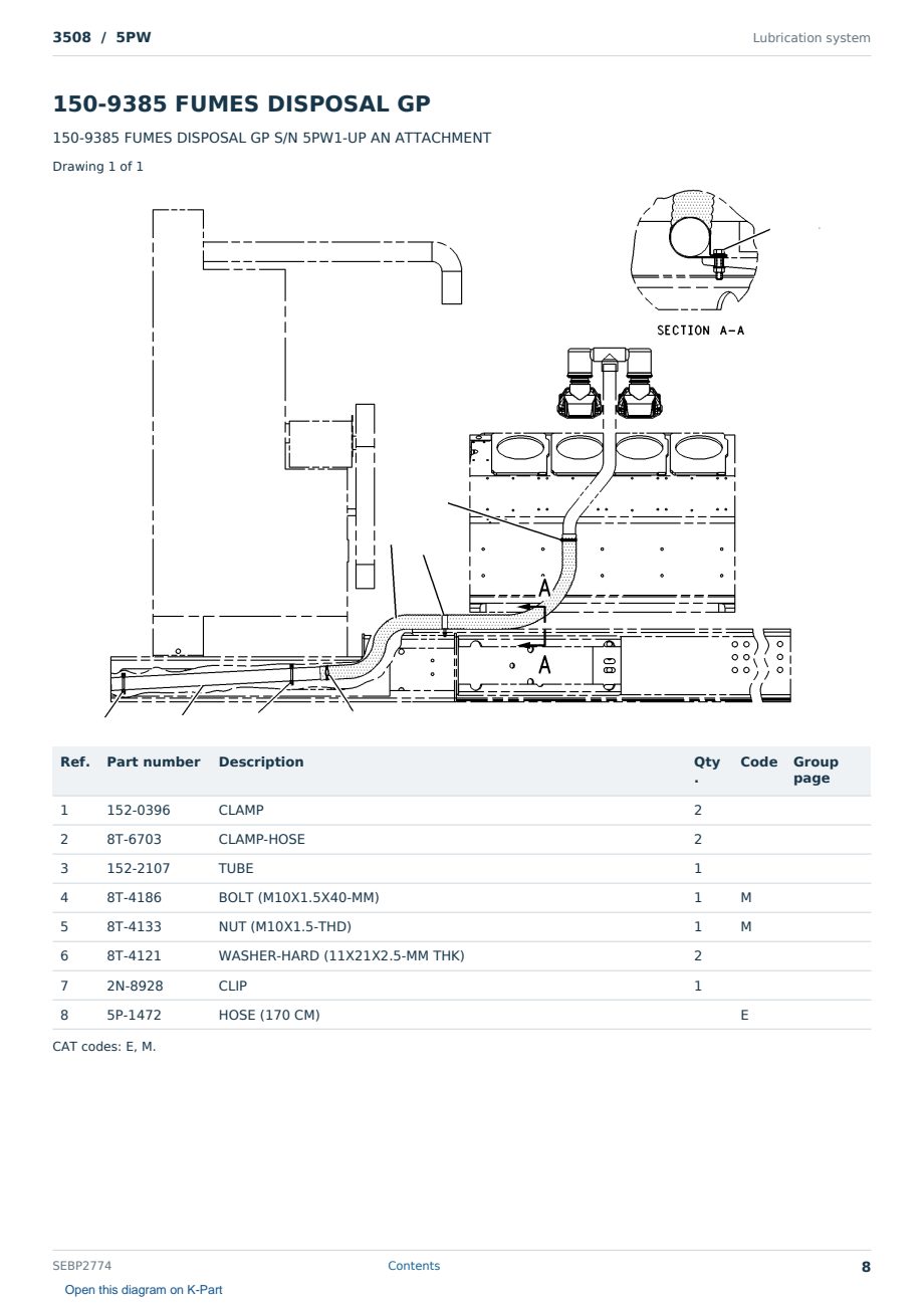 Caterpillar 3508 S/N 5PW Partsbook SEBP2774 (English) - sample page 8 of 10 Caterpillar 3508 S/N 5PW Partsbook SEBP2774 (English) - sample page 8 of 10