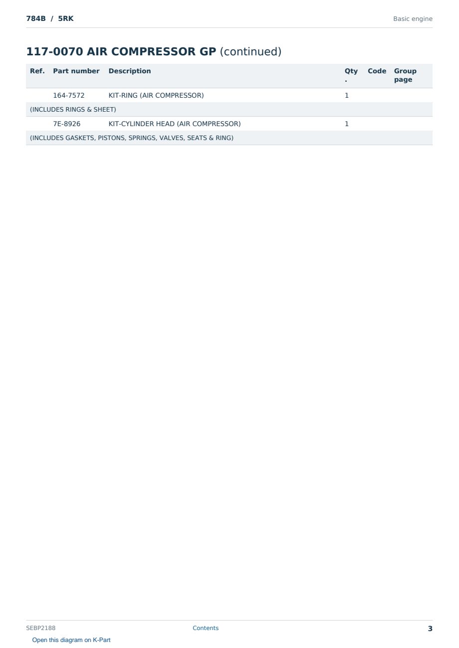 Caterpillar 784B S/N 5RK Partsbook SEBP2188 (English) - sample page 3 of 10 Caterpillar 784B S/N 5RK Partsbook SEBP2188 (English) - sample page 3 of 10