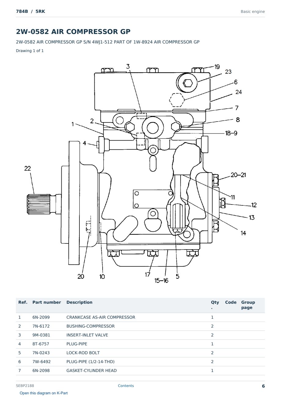 Caterpillar 784B S/N 5RK Partsbook SEBP2188 (English) - sample page 6 of 10 Caterpillar 784B S/N 5RK Partsbook SEBP2188 (English) - sample page 6 of 10