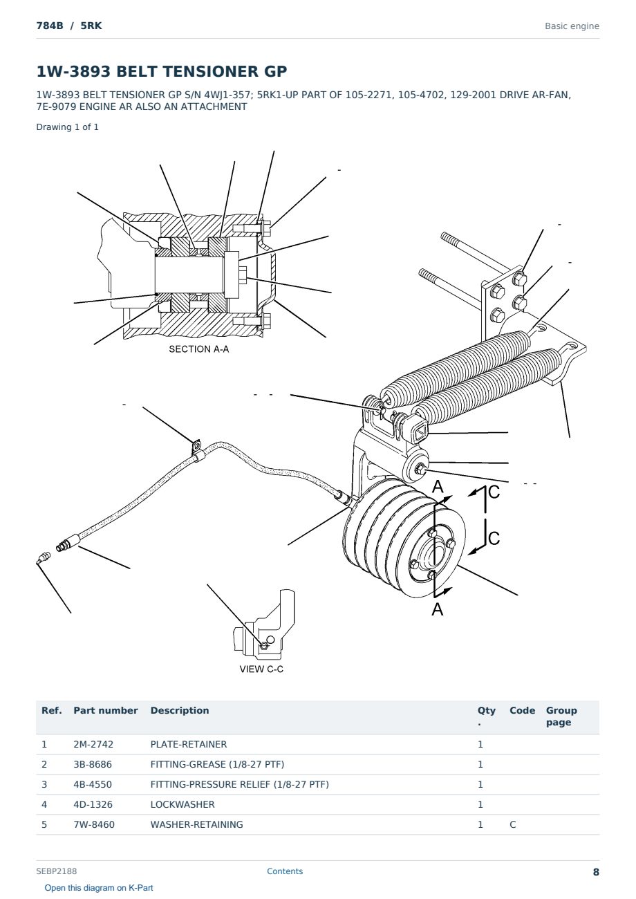 Caterpillar 784B S/N 5RK Partsbook SEBP2188 (English) - sample page 8 of 10 Caterpillar 784B S/N 5RK Partsbook SEBP2188 (English) - sample page 8 of 10