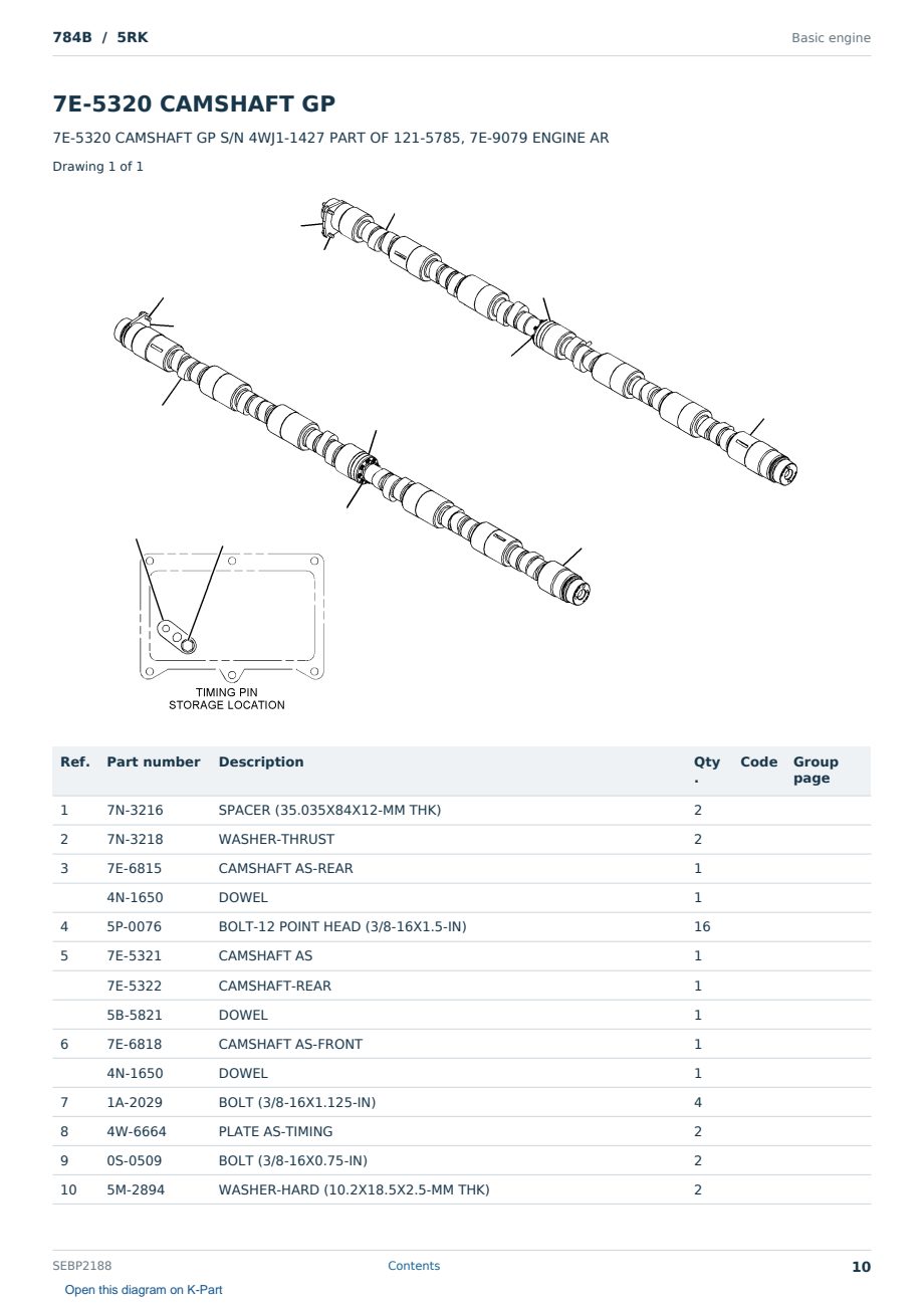 Caterpillar 784B S/N 5RK Partsbook SEBP2188 (English) - sample page 10 of 10 Caterpillar 784B S/N 5RK Partsbook SEBP2188 (English) - sample page 10 of 10