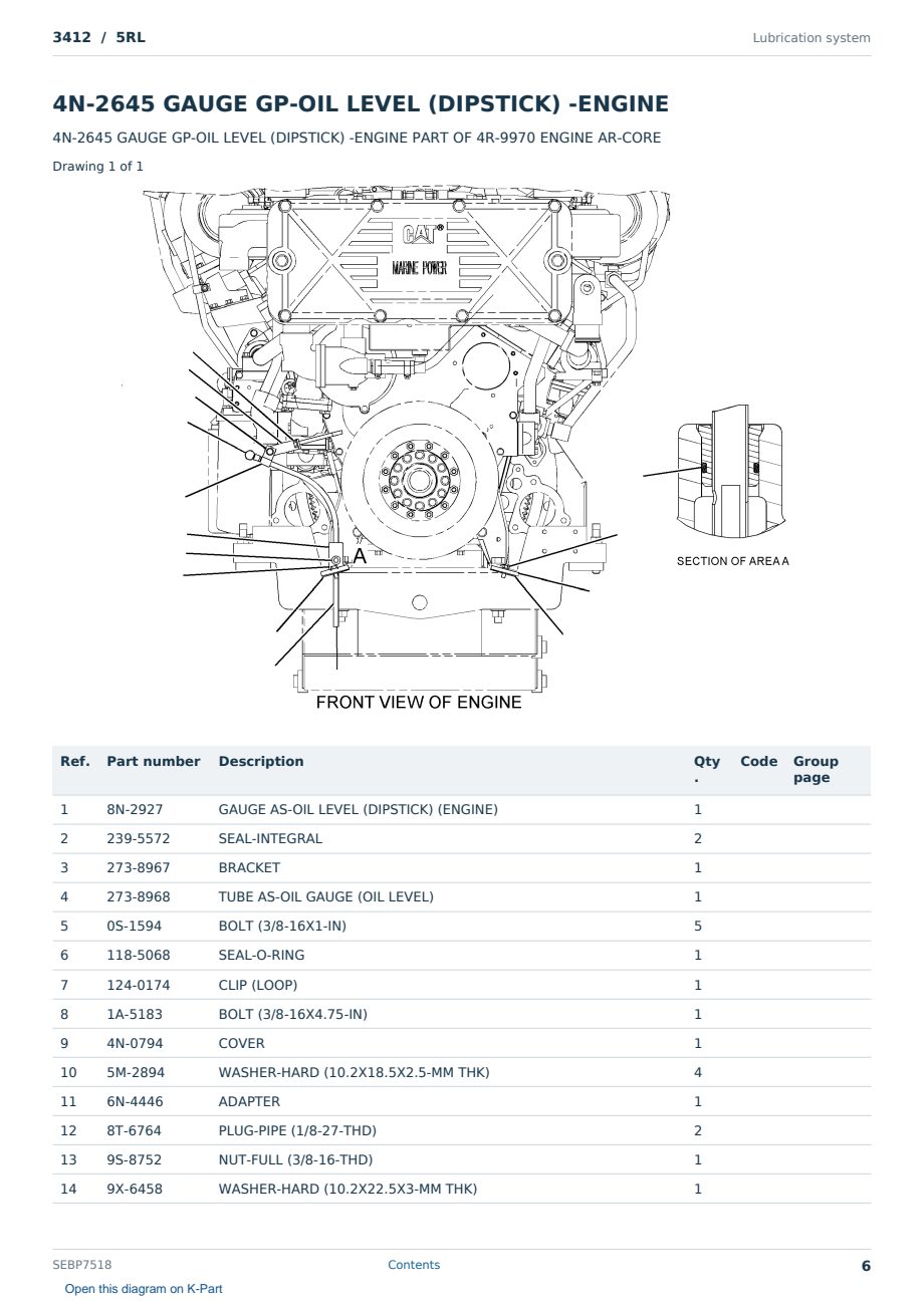 Caterpillar 3412 S/N 5RL Partsbook SEBP7518 (English) - sample page 6 of 10 Caterpillar 3412 S/N 5RL Partsbook SEBP7518 (English) - sample page 6 of 10
