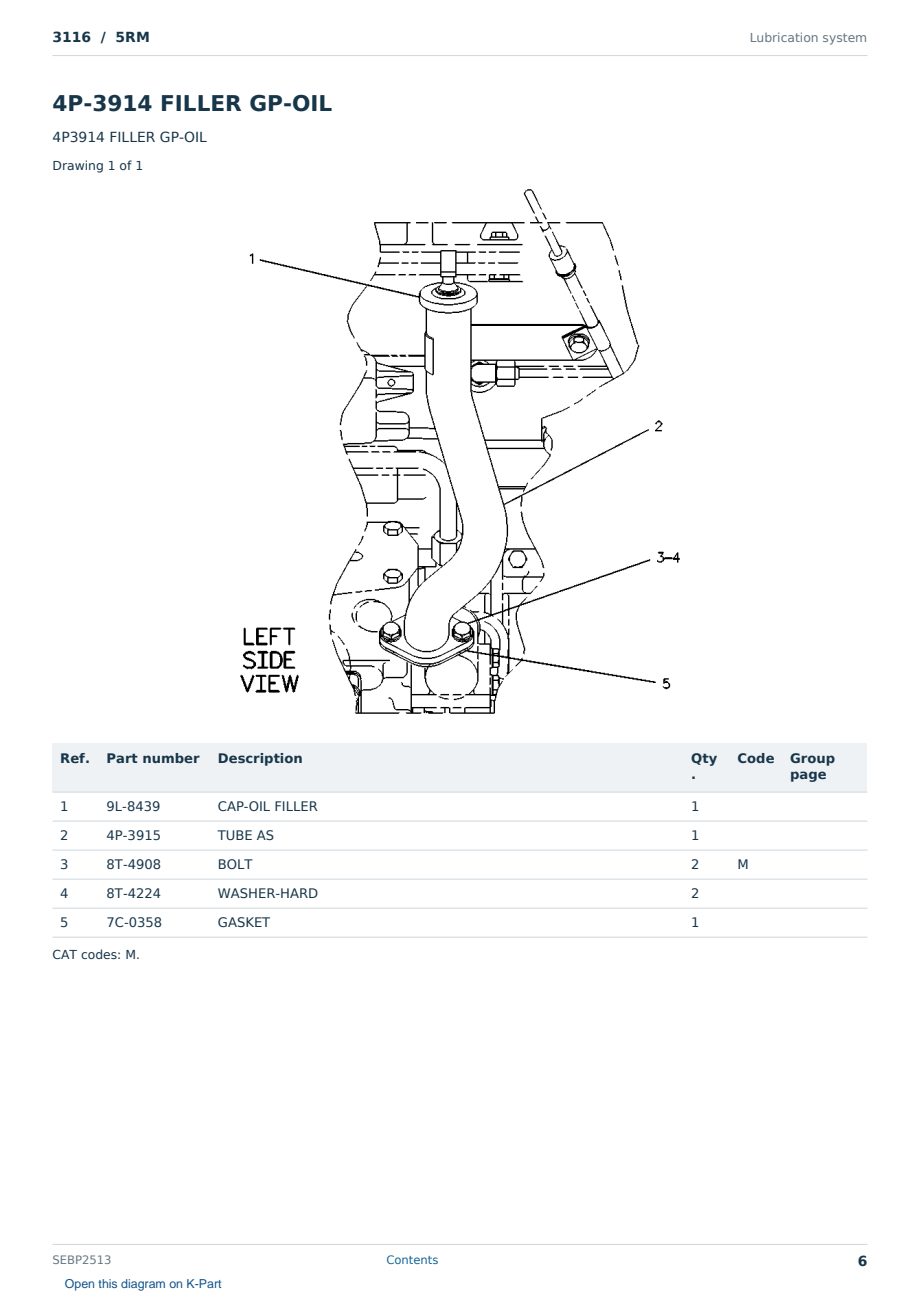 Caterpillar 3116 S/N 5RM Partsbook SEBP2513 (English) - sample page 6 of 10 Caterpillar 3116 S/N 5RM Partsbook SEBP2513 (English) - sample page 6 of 10