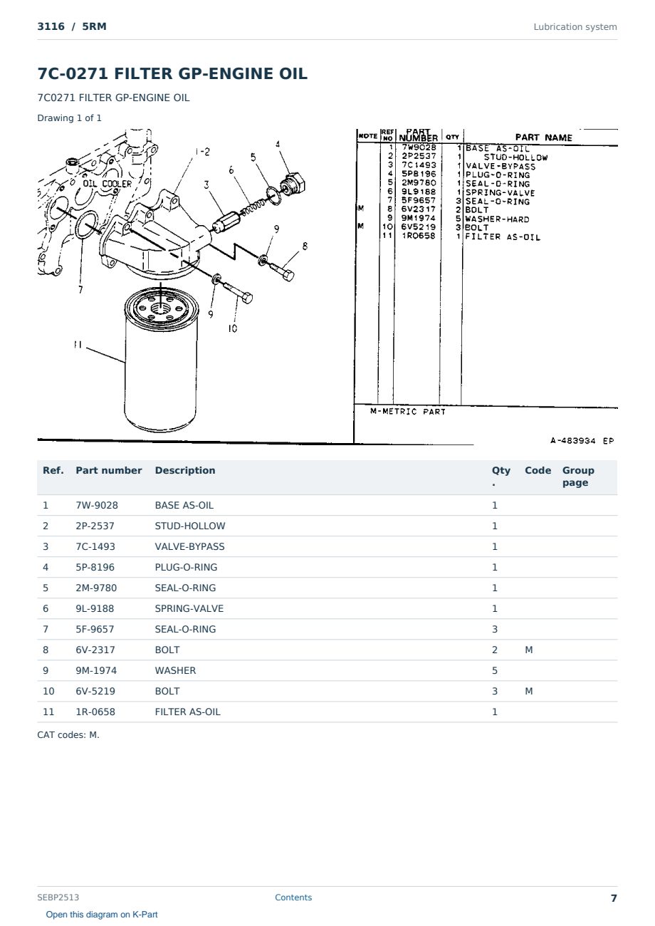 Caterpillar 3116 S/N 5RM Partsbook SEBP2513 (English) - sample page 7 of 10 Caterpillar 3116 S/N 5RM Partsbook SEBP2513 (English) - sample page 7 of 10