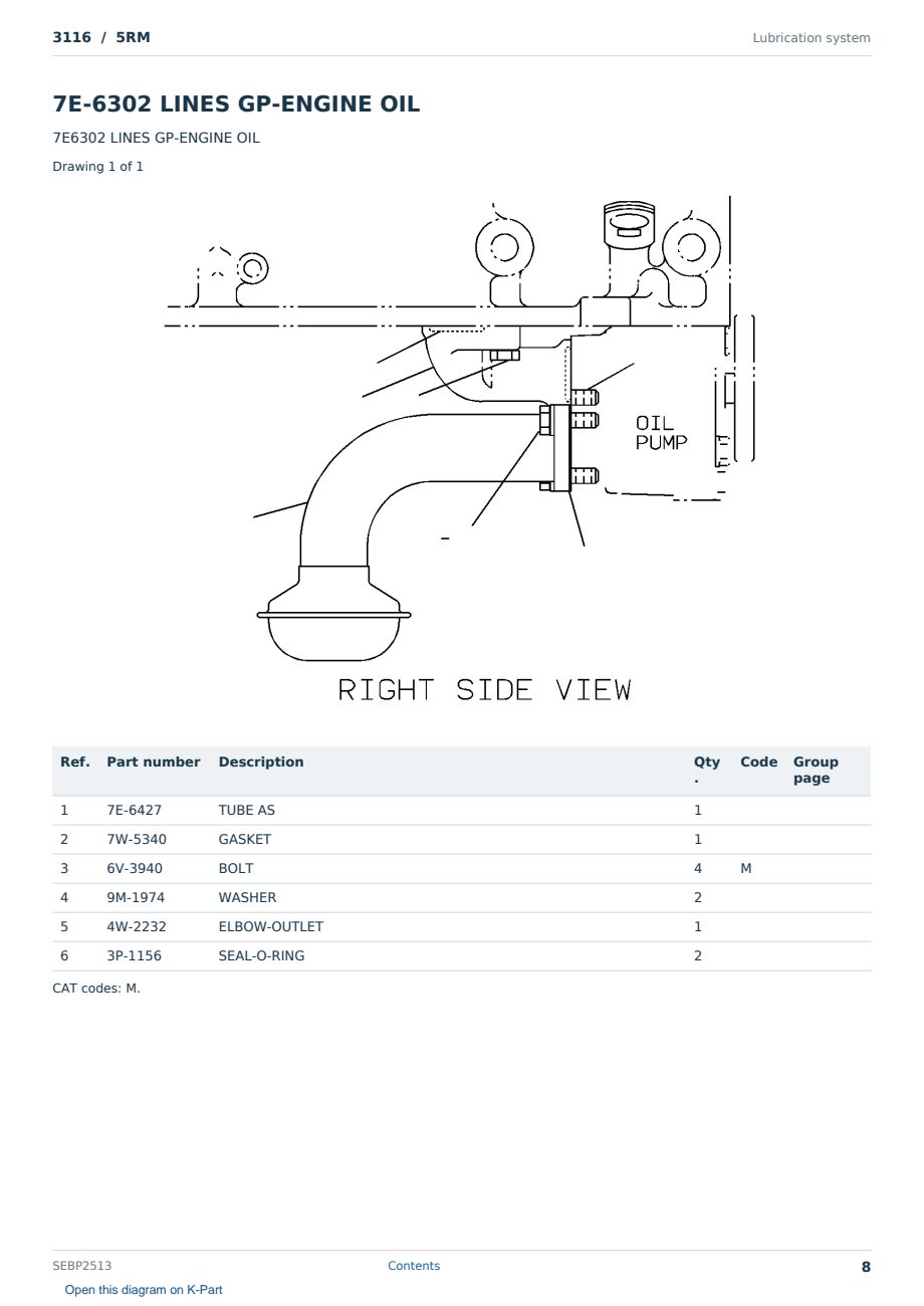 Caterpillar 3116 S/N 5RM Partsbook SEBP2513 (English) - sample page 8 of 10 Caterpillar 3116 S/N 5RM Partsbook SEBP2513 (English) - sample page 8 of 10