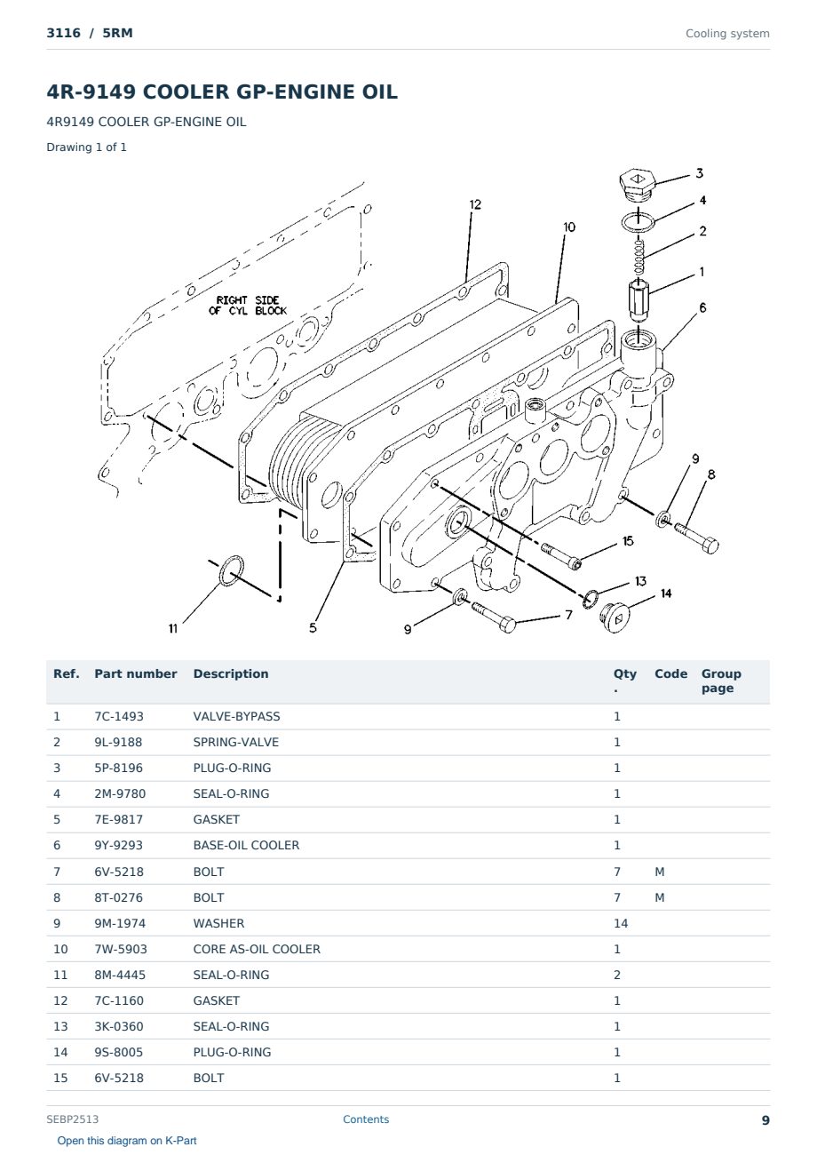 Caterpillar 3116 S/N 5RM Partsbook SEBP2513 (English) - sample page 9 of 10 Caterpillar 3116 S/N 5RM Partsbook SEBP2513 (English) - sample page 9 of 10