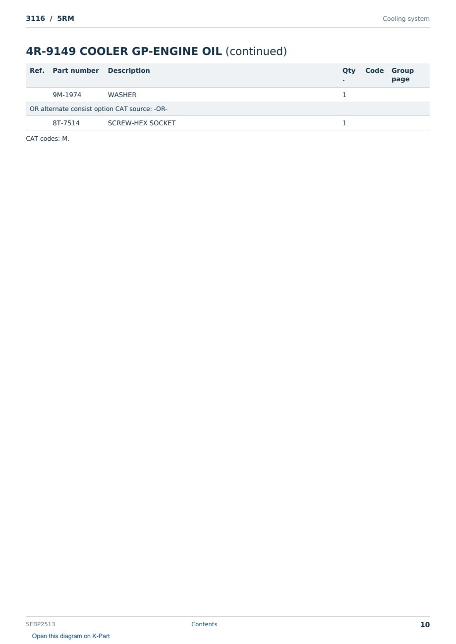 Caterpillar 3116 S/N 5RM Partsbook SEBP2513 (English) - sample page 10 of 10 Caterpillar 3116 S/N 5RM Partsbook SEBP2513 (English) - sample page 10 of 10