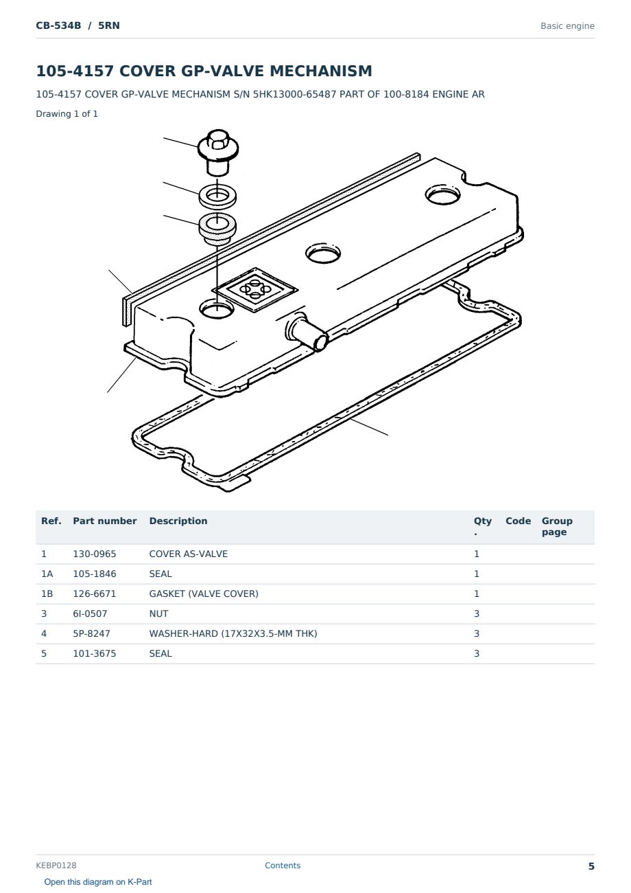 Caterpillar CB-534B S/N 5RN Partsbook KEBP0128 (English) - sample page 5 of 10 Caterpillar CB-534B S/N 5RN Partsbook KEBP0128 (English) - sample page 5 of 10