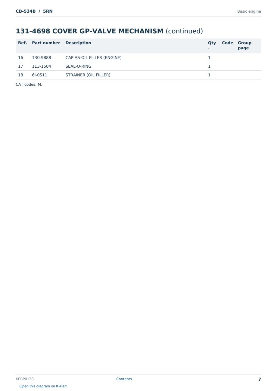 Caterpillar CB-534B S/N 5RN Partsbook KEBP0128 (English) - sample page 7 of 10 Caterpillar CB-534B S/N 5RN Partsbook KEBP0128 (English) - sample page 7 of 10