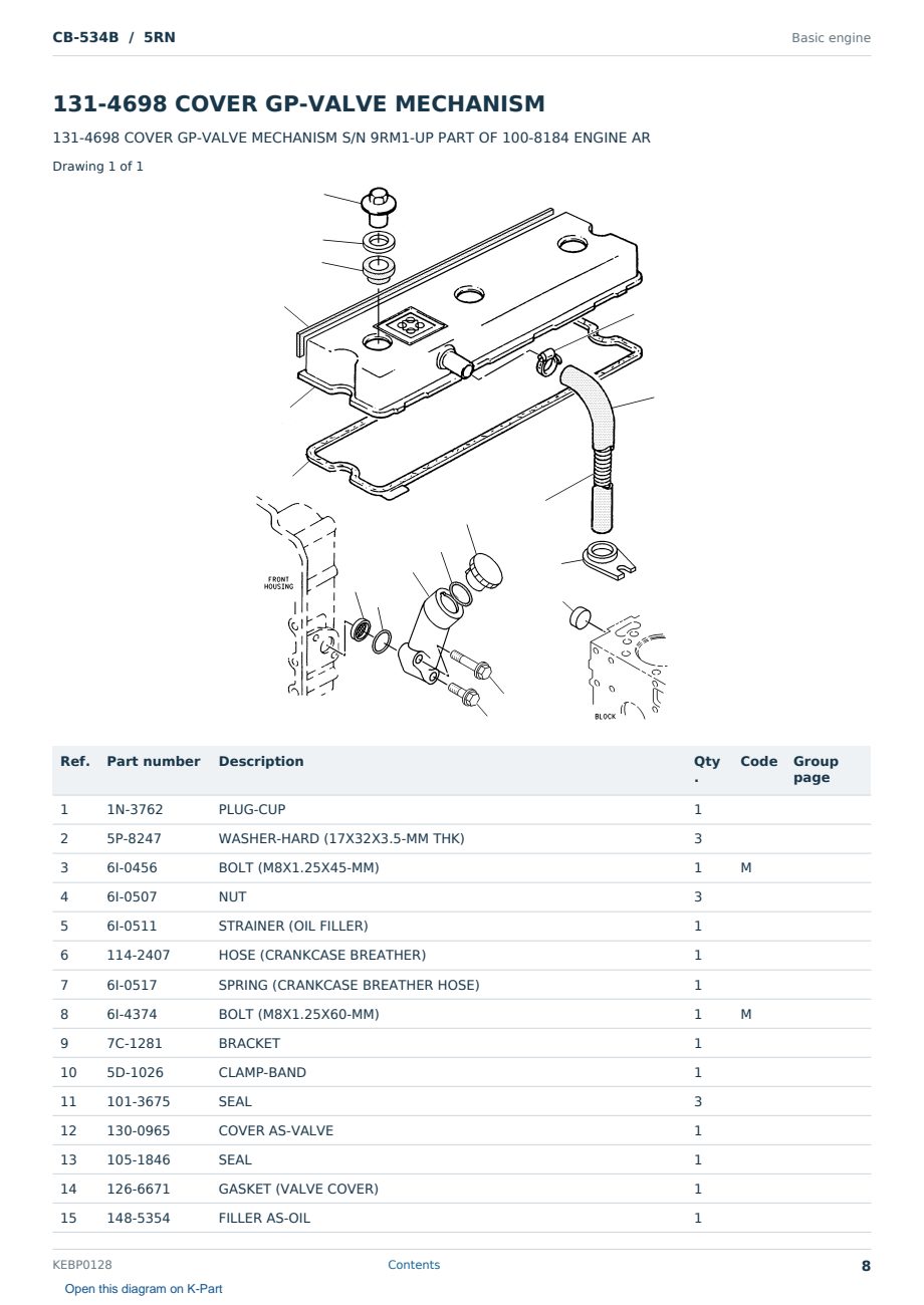 Caterpillar CB-534B S/N 5RN Partsbook KEBP0128 (English) - sample page 8 of 10 Caterpillar CB-534B S/N 5RN Partsbook KEBP0128 (English) - sample page 8 of 10