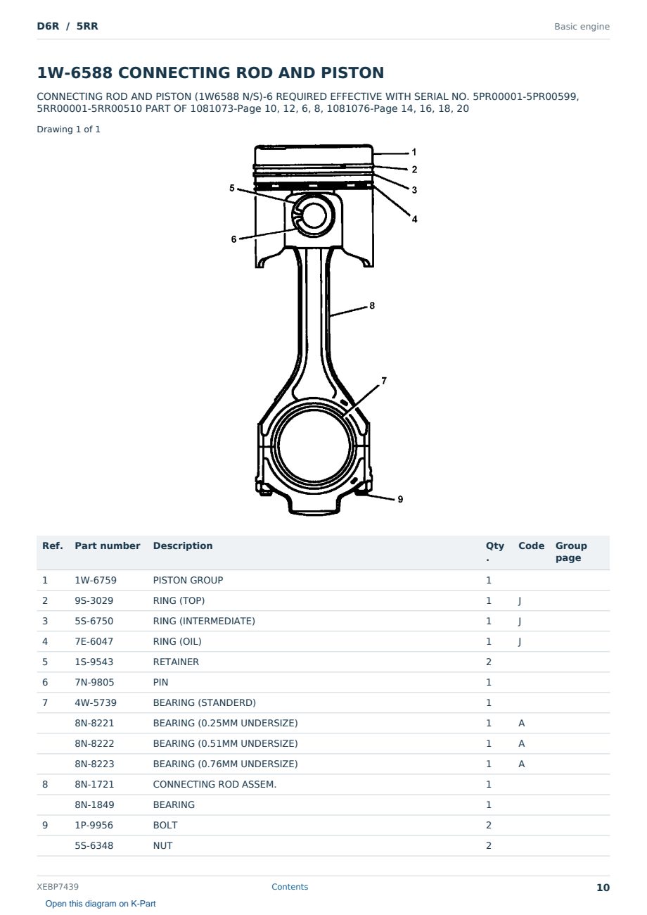 Caterpillar D6R S/N 5RR Partsbook XEBP7439 (English) - sample page 10 of 10 Caterpillar D6R S/N 5RR Partsbook XEBP7439 (English) - sample page 10 of 10