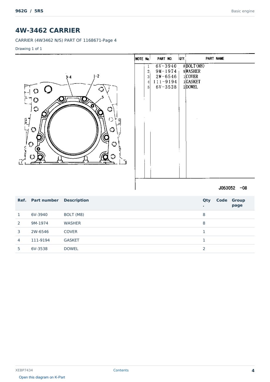 Caterpillar 962G S/N 5RS Partsbook XEBP7434 (English) - sample page 4 of 10 Caterpillar 962G S/N 5RS Partsbook XEBP7434 (English) - sample page 4 of 10