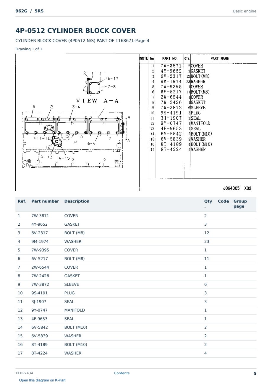 Caterpillar 962G S/N 5RS Partsbook XEBP7434 (English) - sample page 5 of 10 Caterpillar 962G S/N 5RS Partsbook XEBP7434 (English) - sample page 5 of 10