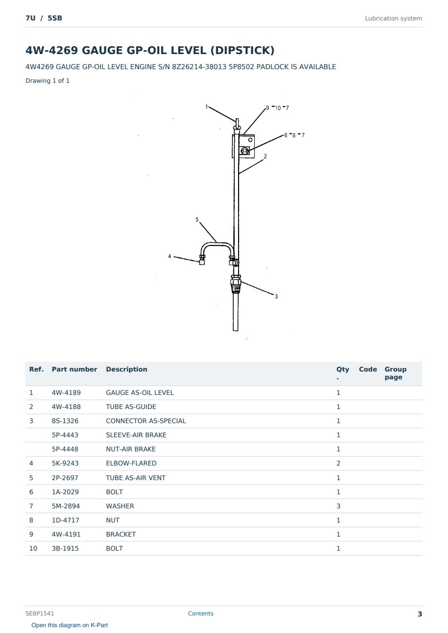 Caterpillar 7U S/N 5SB Partsbook SEBP1541 (English) - sample page 3 of 10 Caterpillar 7U S/N 5SB Partsbook SEBP1541 (English) - sample page 3 of 10