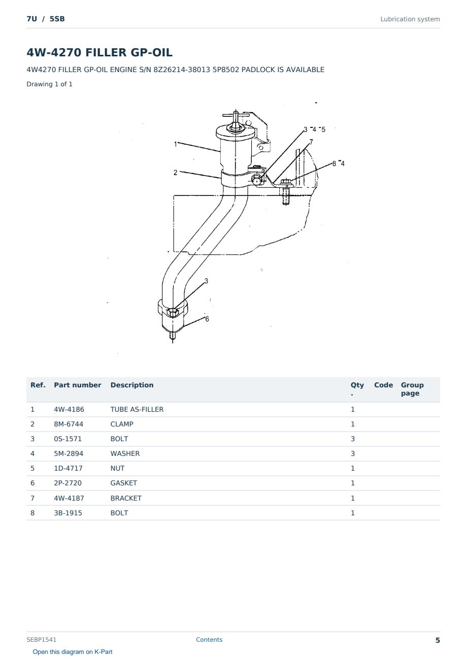 Caterpillar 7U S/N 5SB Partsbook SEBP1541 (English) - sample page 5 of 10 Caterpillar 7U S/N 5SB Partsbook SEBP1541 (English) - sample page 5 of 10
