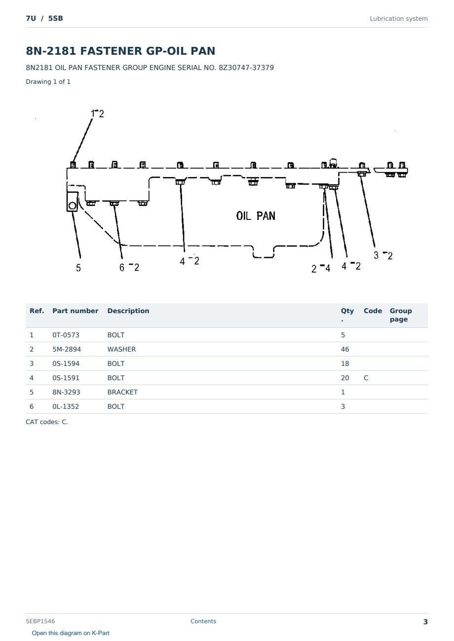Caterpillar 7U S/N 5SB Partsbook SEBP1546 (English) - sample page 3 of 10 Caterpillar 7U S/N 5SB Partsbook SEBP1546 (English) - sample page 3 of 10