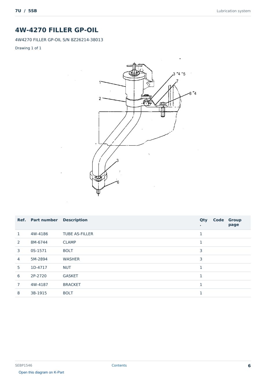 Caterpillar 7U S/N 5SB Partsbook SEBP1546 (English) - sample page 6 of 10 Caterpillar 7U S/N 5SB Partsbook SEBP1546 (English) - sample page 6 of 10