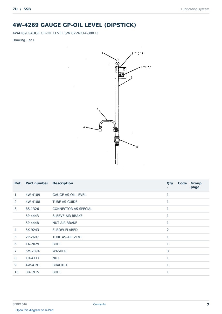 Caterpillar 7U S/N 5SB Partsbook SEBP1546 (English) - sample page 7 of 10 Caterpillar 7U S/N 5SB Partsbook SEBP1546 (English) - sample page 7 of 10