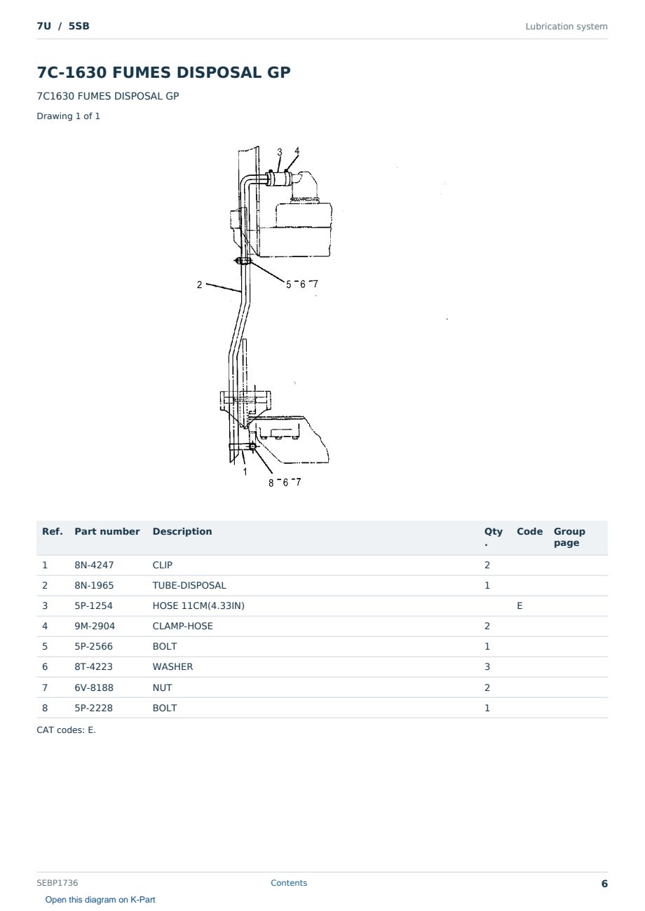 Caterpillar 7U S/N 5SB Partsbook SEBP1736 (English) - sample page 6 of 10 Caterpillar 7U S/N 5SB Partsbook SEBP1736 (English) - sample page 6 of 10