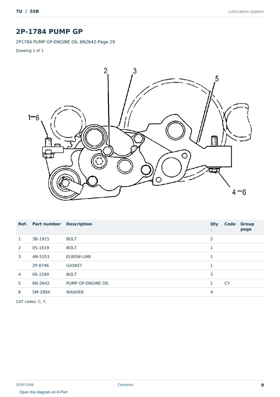 Caterpillar 7U S/N 5SB Partsbook SEBP1896 (English) - sample page 9 of 10 Caterpillar 7U S/N 5SB Partsbook SEBP1896 (English) - sample page 9 of 10