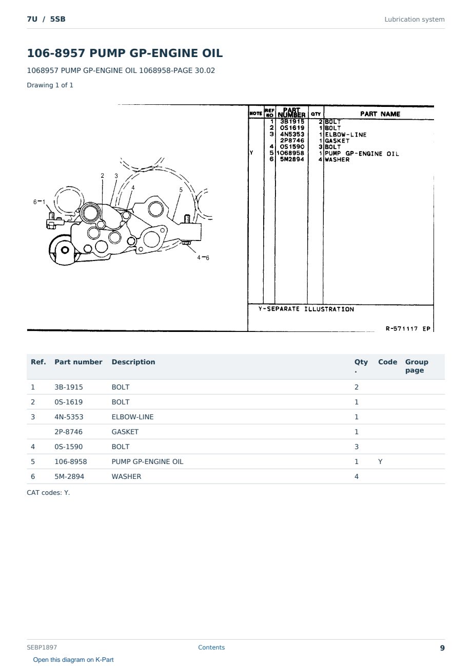 Caterpillar 7U S/N 5SB Partsbook SEBP1897 (English) - sample page 9 of 10 Caterpillar 7U S/N 5SB Partsbook SEBP1897 (English) - sample page 9 of 10