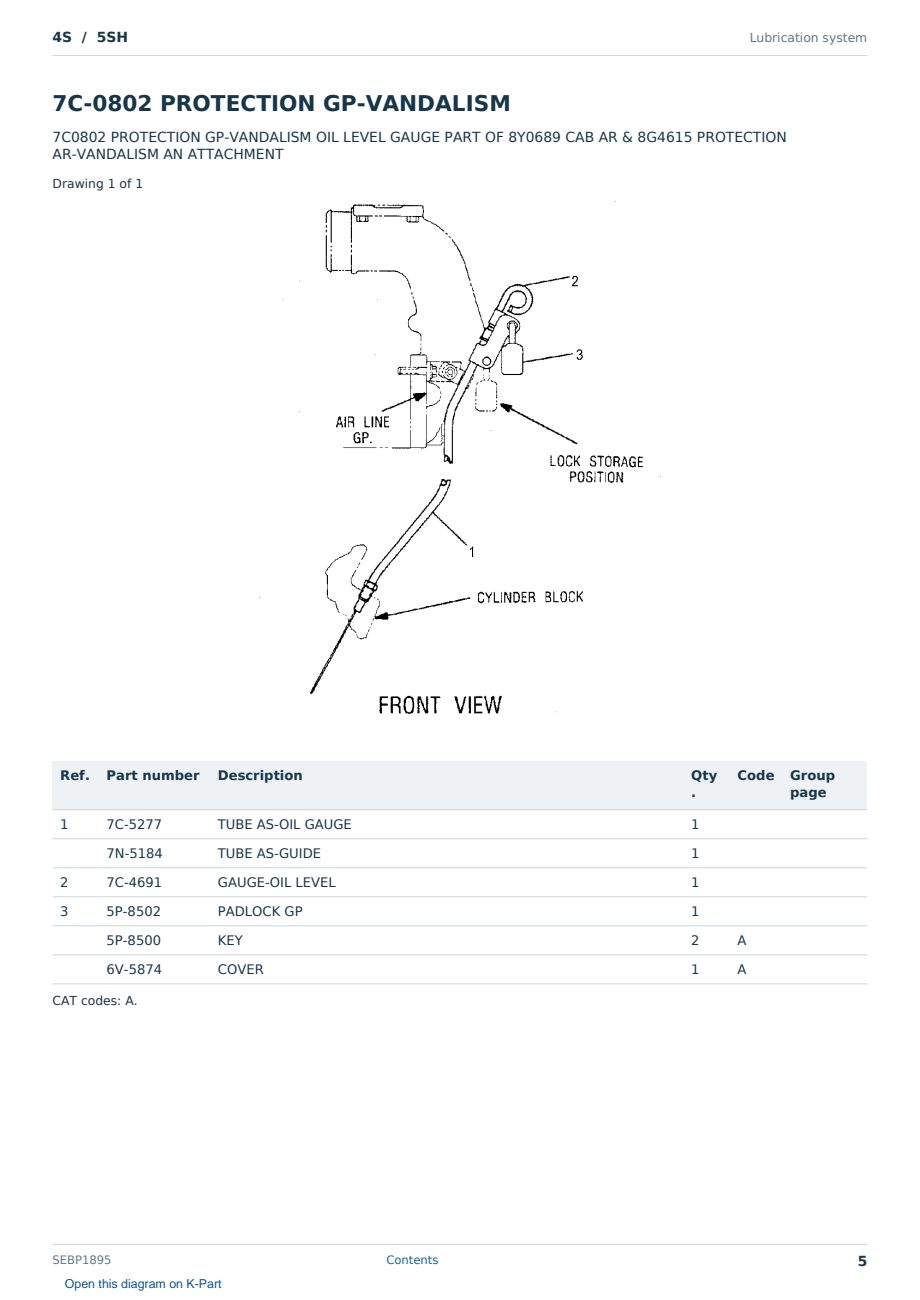 Caterpillar 4S S/N 5SH Partsbook SEBP1895 (English) - sample page 5 of 10 Caterpillar 4S S/N 5SH Partsbook SEBP1895 (English) - sample page 5 of 10