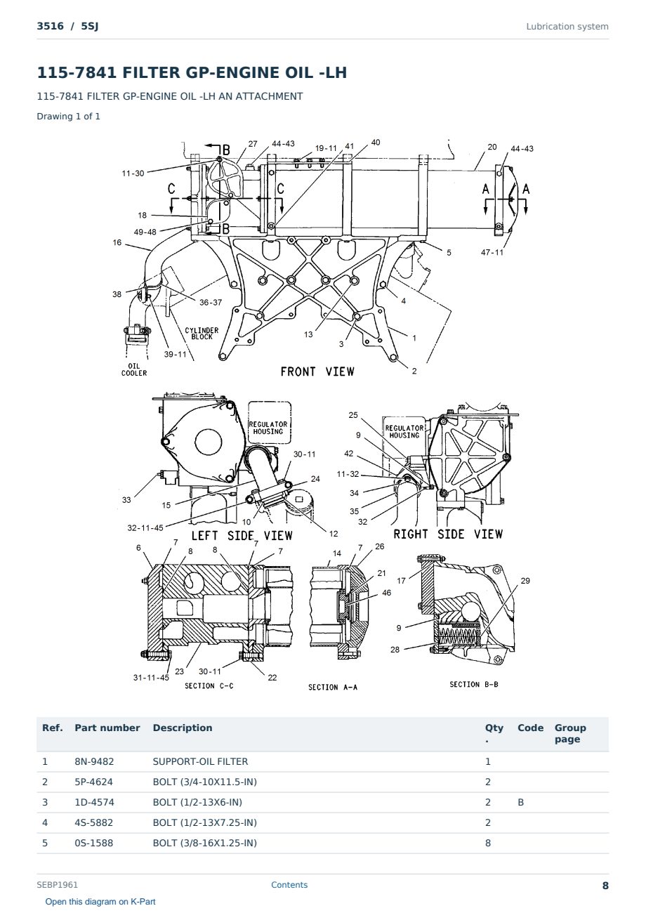 Caterpillar 3516 S/N 5SJ Partsbook SEBP1961 (English) - sample page 8 of 10 Caterpillar 3516 S/N 5SJ Partsbook SEBP1961 (English) - sample page 8 of 10