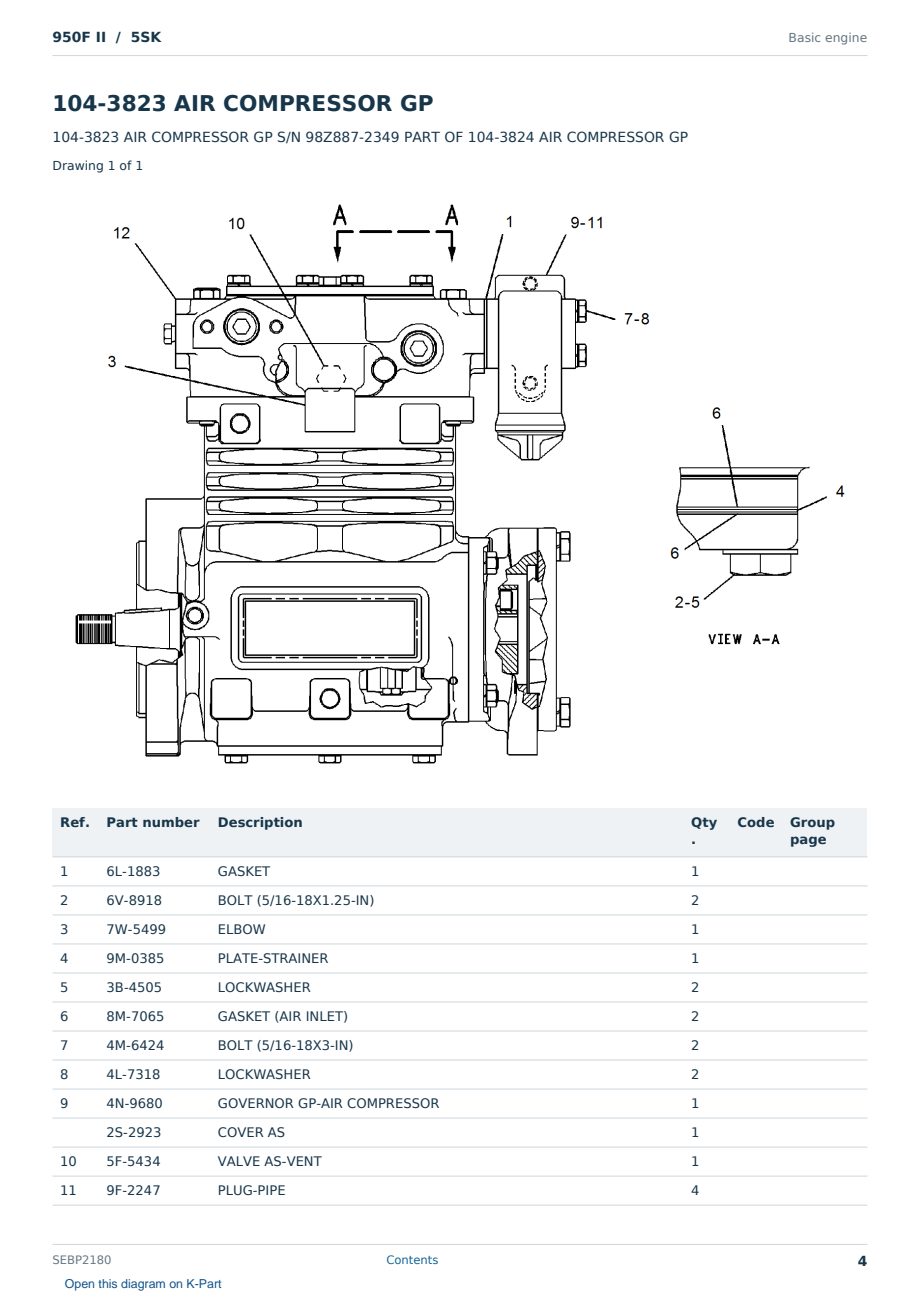Caterpillar 950F II S/N 5SK Partsbook SEBP2180 (English) - sample page 4 of 10 Caterpillar 950F II S/N 5SK Partsbook SEBP2180 (English) - sample page 4 of 10