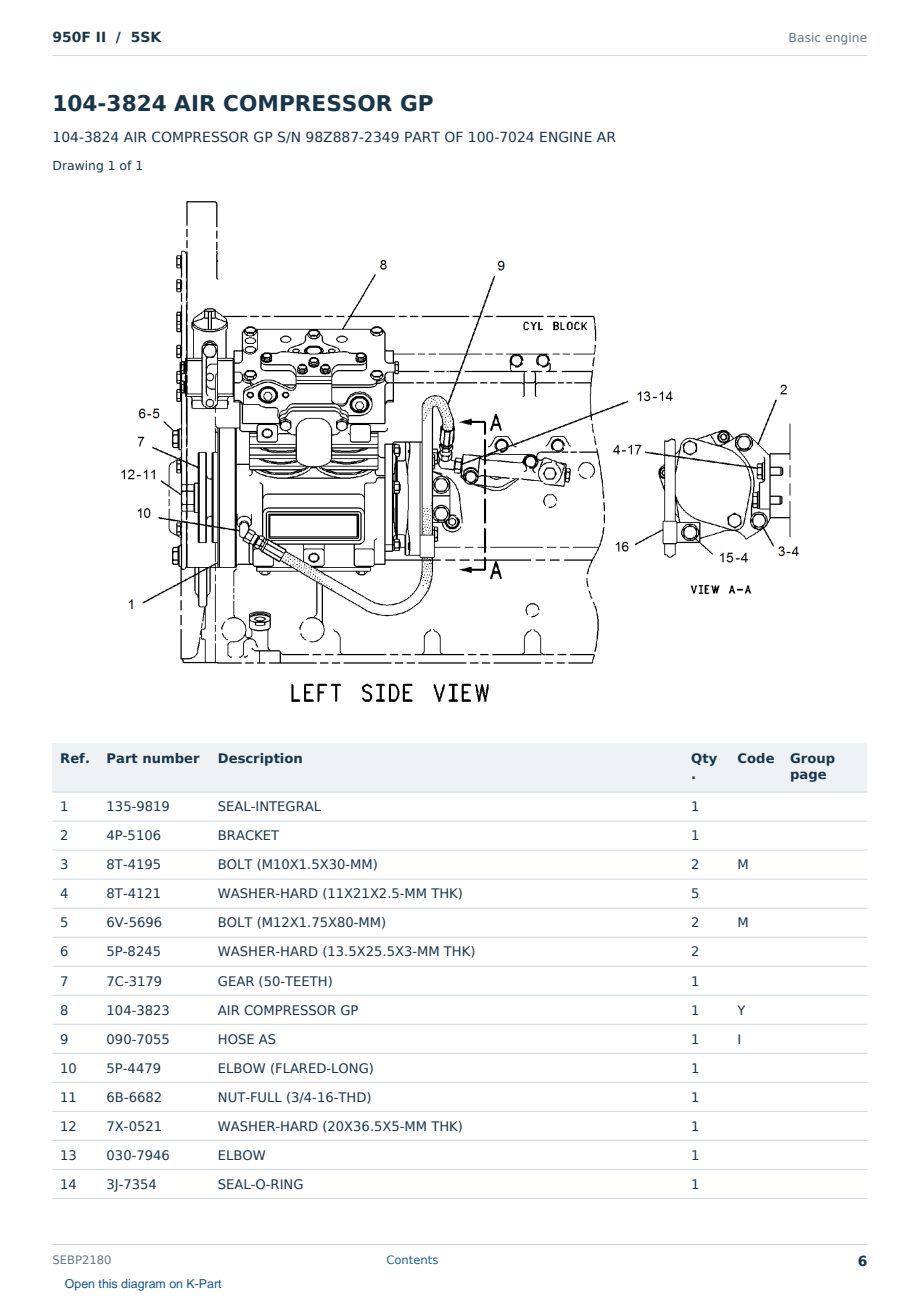 Caterpillar 950F II S/N 5SK Partsbook SEBP2180 (English) - sample page 6 of 10 Caterpillar 950F II S/N 5SK Partsbook SEBP2180 (English) - sample page 6 of 10
