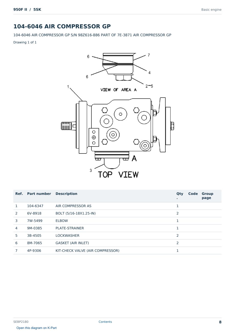Caterpillar 950F II S/N 5SK Partsbook SEBP2180 (English) - sample page 8 of 10 Caterpillar 950F II S/N 5SK Partsbook SEBP2180 (English) - sample page 8 of 10