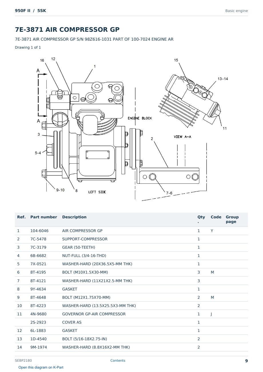 Caterpillar 950F II S/N 5SK Partsbook SEBP2180 (English) - sample page 9 of 10 Caterpillar 950F II S/N 5SK Partsbook SEBP2180 (English) - sample page 9 of 10
