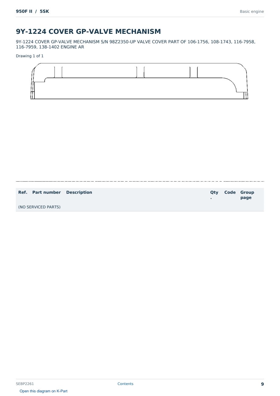 Caterpillar 950F II S/N 5SK Partsbook SEBP2261 (English) - sample page 9 of 10 Caterpillar 950F II S/N 5SK Partsbook SEBP2261 (English) - sample page 9 of 10