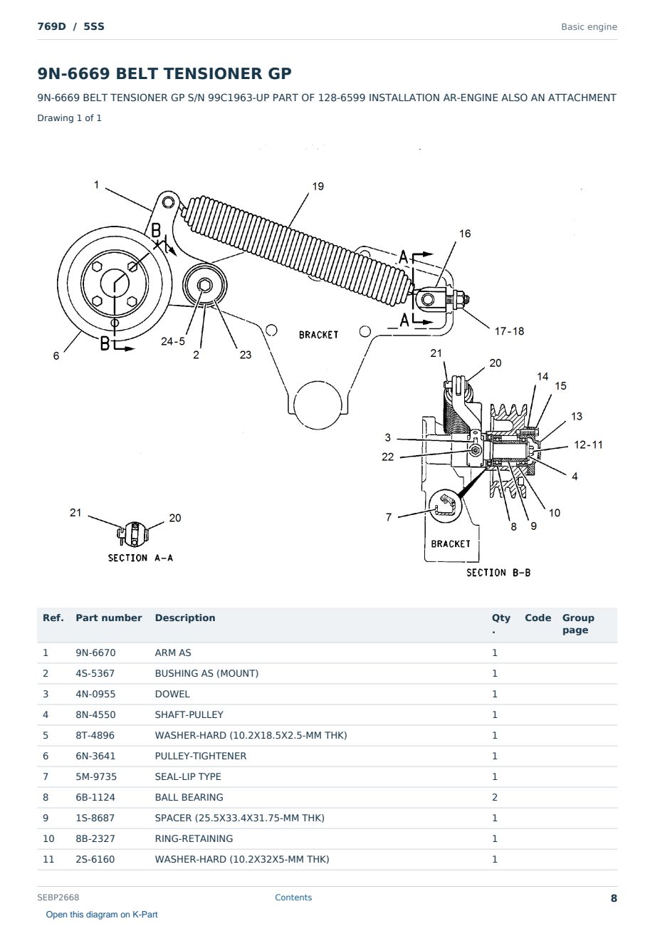Caterpillar 769D S/N 5SS Partsbook SEBP2668 (English) - sample page 8 of 10 Caterpillar 769D S/N 5SS Partsbook SEBP2668 (English) - sample page 8 of 10