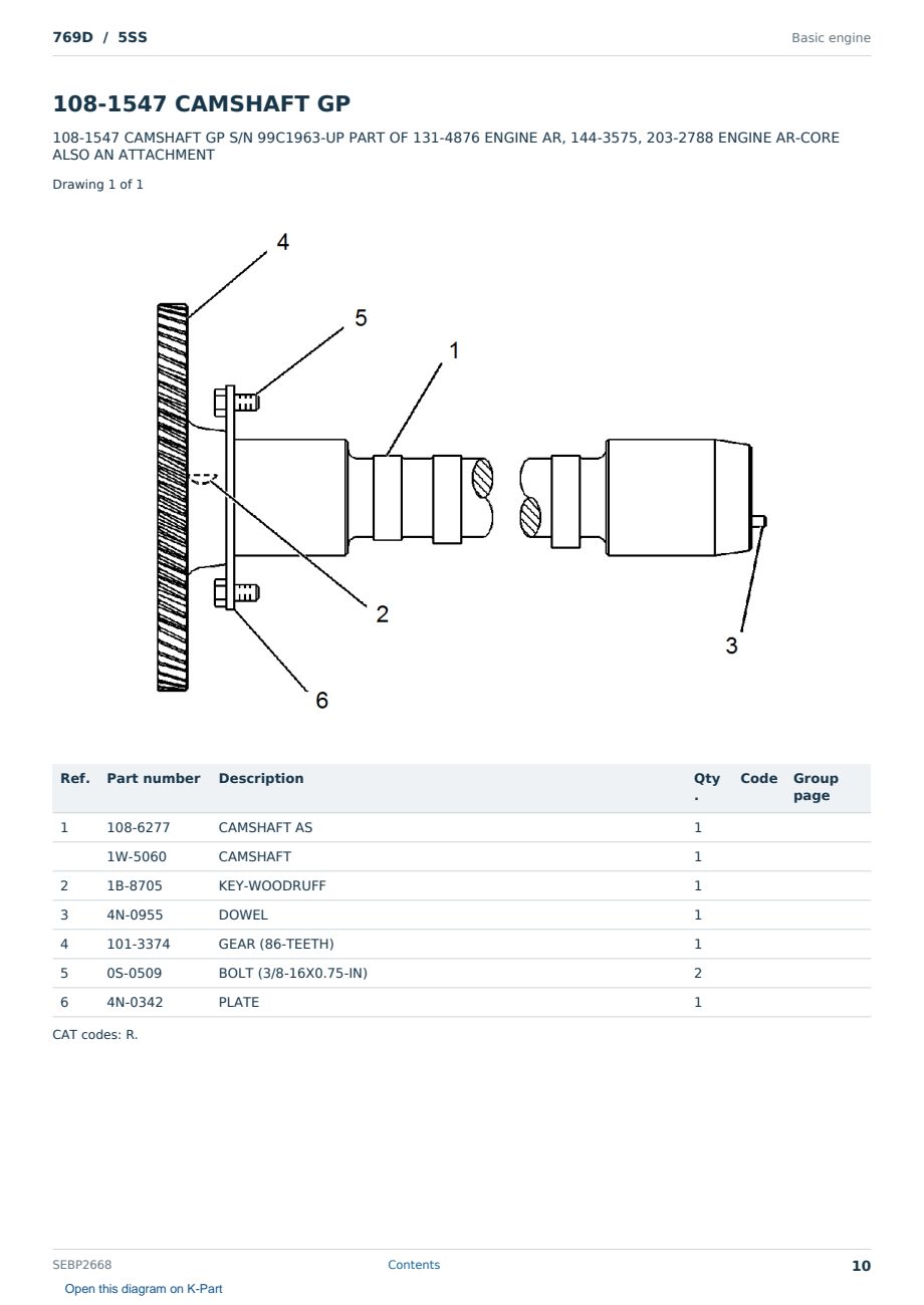 Caterpillar 769D S/N 5SS Partsbook SEBP2668 (English) - sample page 10 of 10 Caterpillar 769D S/N 5SS Partsbook SEBP2668 (English) - sample page 10 of 10