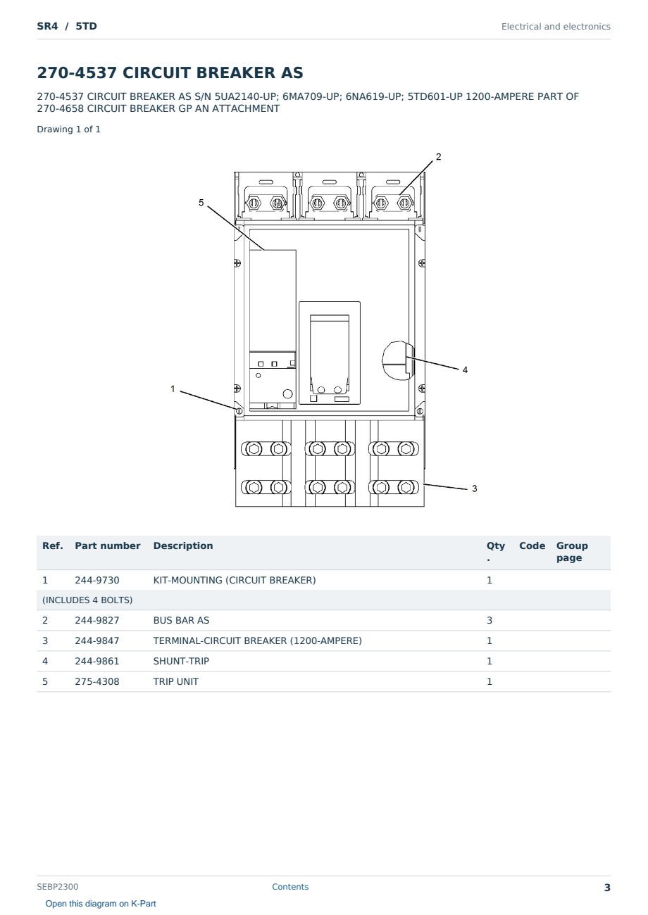 Caterpillar SR4 S/N 5TD Partsbook SEBP2300 (English) - sample page 3 of 10 Caterpillar SR4 S/N 5TD Partsbook SEBP2300 (English) - sample page 3 of 10
